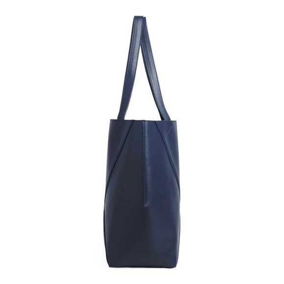 WALTER BAKER x CURATEUR Kate Tote Structured Luxe Vegan Leather Bag Navy Blue - Picture 3 of 8